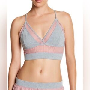 FREE PEOPLE Movement Celeste Rose Striped Bra Surplice Neck Crisscross strap L